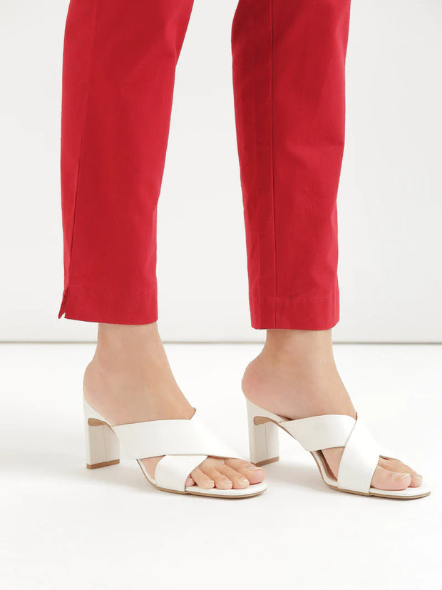 Regular cotton pants in red
