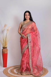 Organza saree   with gotta patti work