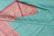 Handloom Banarasi katan pure silk saree in  sea blue with small motifs