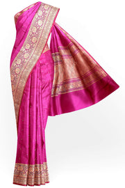 Handloom Banarasi katan pure silk saree in  pink with small motifs