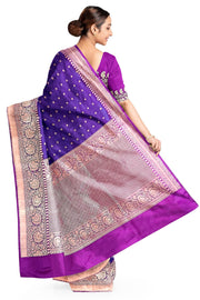 Handloom Banarasi katan pure silk saree in  violet with small motifs