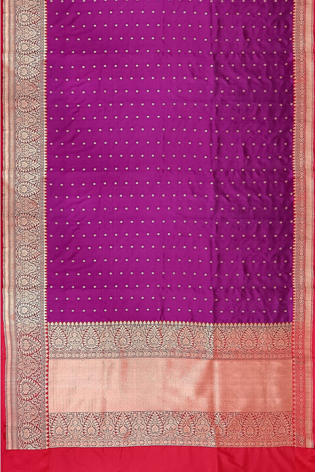 Handloom Banarasi katan pure silk saree in  purple with small motifs