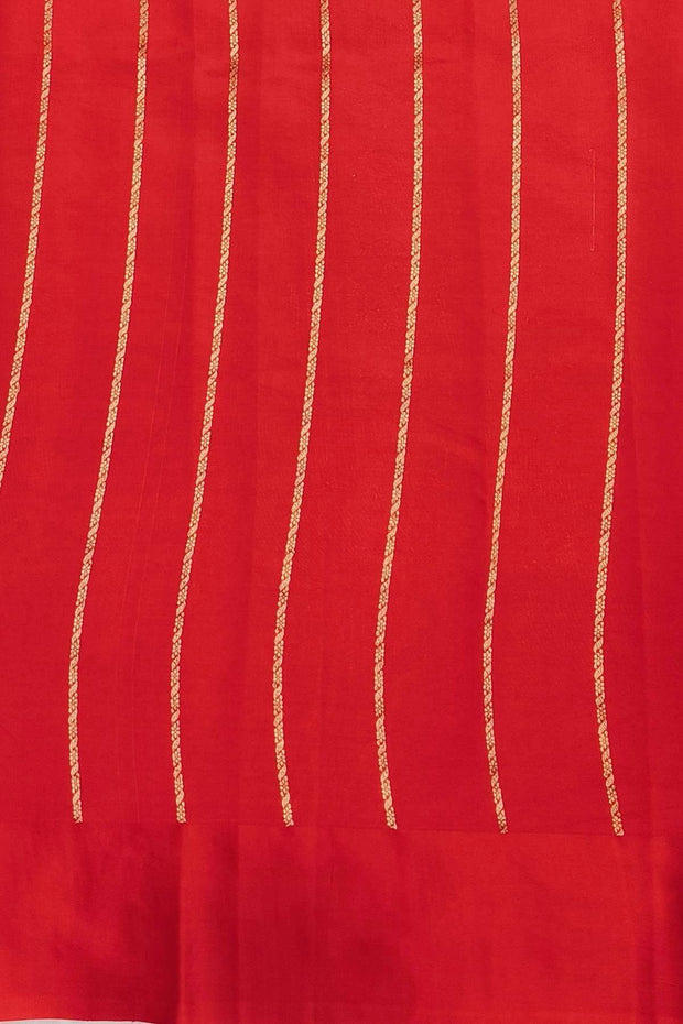 Banarasi  pure silk (Raw Mango) saree in red  with small motifs