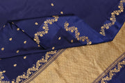 Banarasi  pure silk (Raw Mango) saree in dark blue  with small motifs