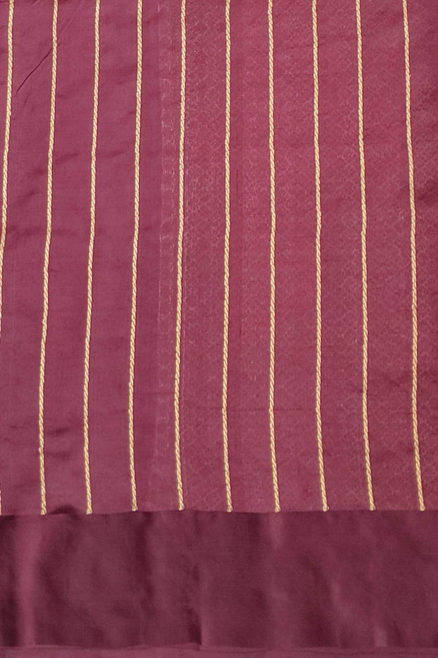 Banarasi pure silk ( Raw Mango) saree in wine with small floral motifs