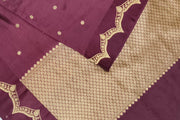 Banarasi pure silk ( Raw Mango) saree in wine with small floral motifs