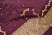 Banarasi pure silk ( Raw Mango) saree in wine with small floral motifs