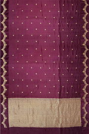 Banarasi pure silk ( Raw Mango) saree in wine with small floral motifs