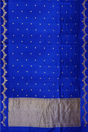 Banarasi pure silk ( Raw Mango) saree in blue with small floral motifs