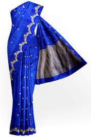 Banarasi pure silk ( Raw Mango) saree in blue with small floral motifs