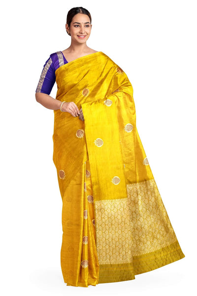 Banarasi pure silk ( Raw Mango) saree in mustard with  floral motifs