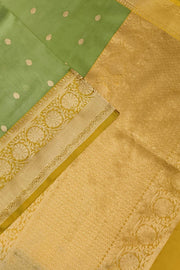 Banarasi kora katan pure silk saree in mint green.