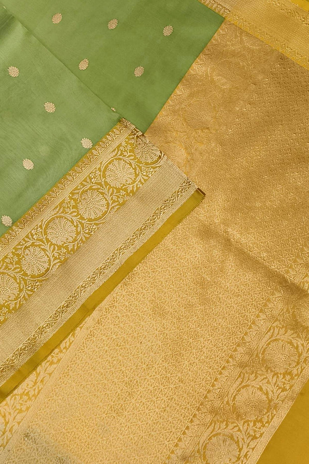 Banarasi kora katan pure silk saree in mint green.