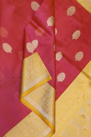 Banarasi kora katan pure silk saree in strawberry pink