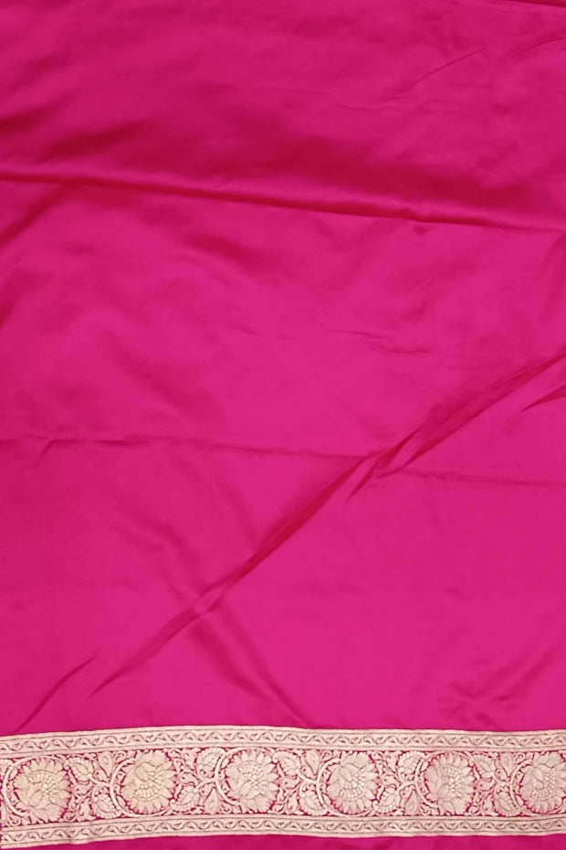 Banarasi mashru silk saree in  pink in leheriya pattern with motifs and a  contrast pallu.