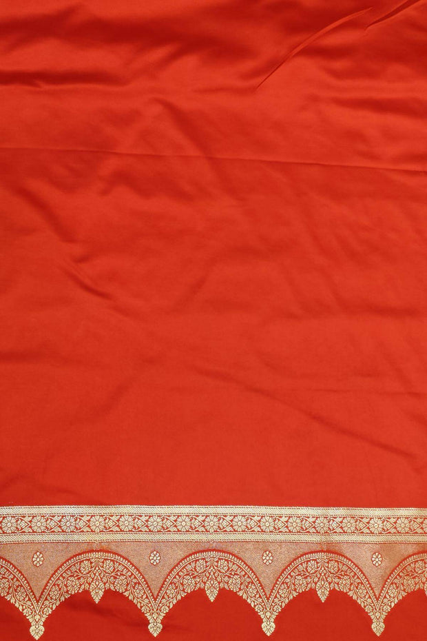 Banarasi mashru silk saree in  red  with floral motifs