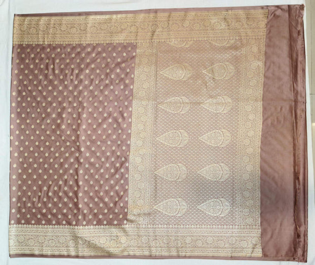 Banarasi mashru silk saree in  mauve  with floral motifs