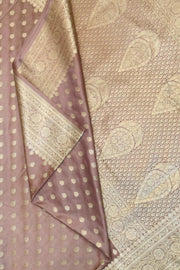 Banarasi mashru silk saree in  mauve  with floral motifs