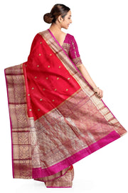 Banarasi kora ( organza) silk saree in dual tone red with small motifs