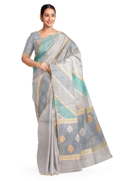 Rangkat pure kora (organza)Banarasi silk saree in light grey