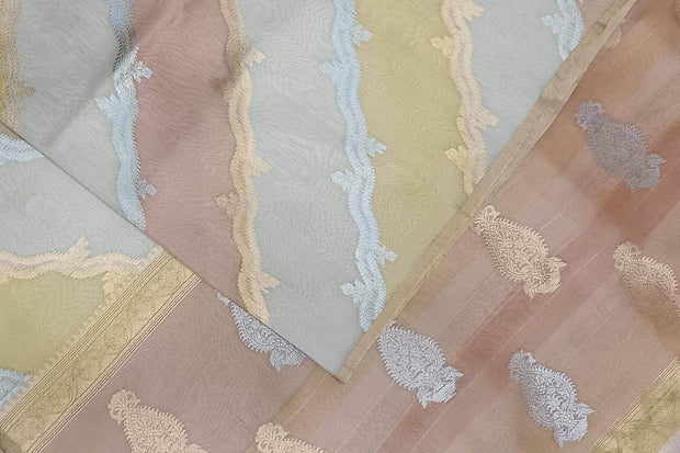 Rangkat pure kora (organza)Banarasi silk saree in light  beige