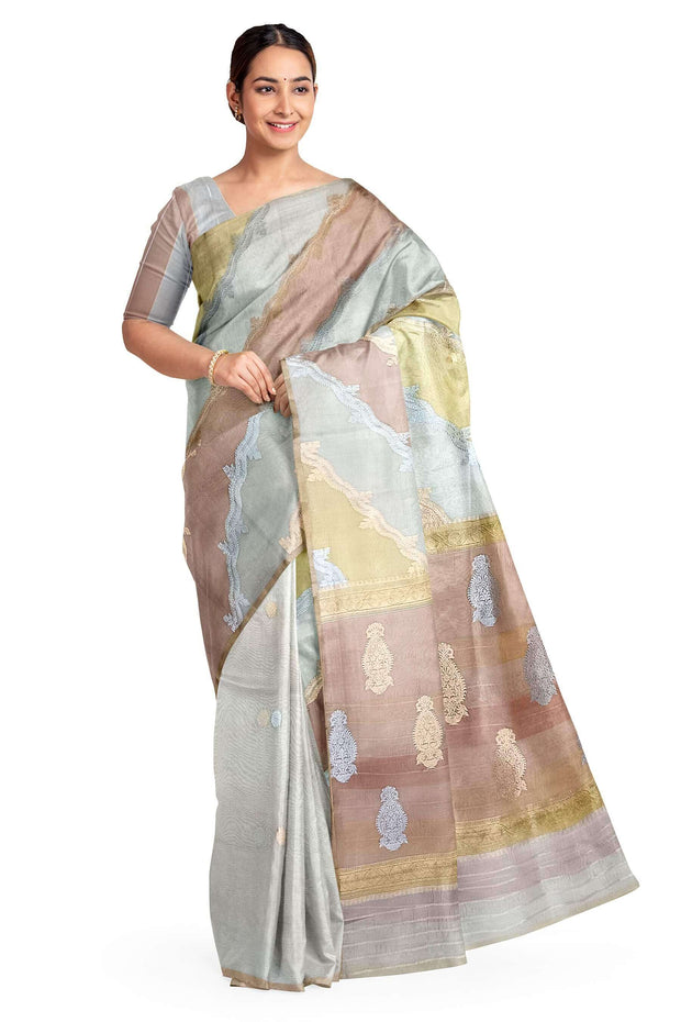 Rangkat pure kora (organza)Banarasi silk saree in light  beige