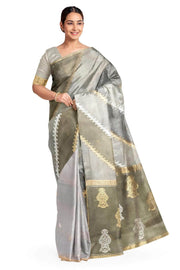 Rangkat pure kora (organza)Banarasi silk saree in  ash grey