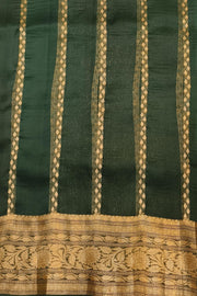 Banarasi kora ( organza) silk saree in pista green with motifs