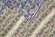 Hand block Bagru print on Chanderi silk cotton saree in dark lavender