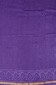 Hand block Bagru print on Chanderi silk cotton saree in purple