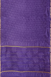 Hand block Bagru print on Chanderi silk cotton saree in purple