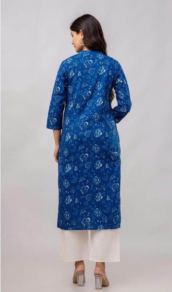 Cotton  kurti in straight cut in indigo