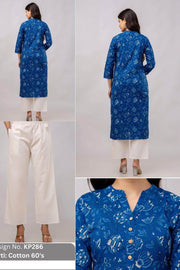 Cotton  kurti in straight cut in indigo