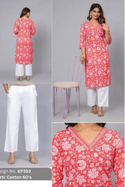 Cotton kurti  in straight cut in peach