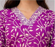 Cotton kurti  in straight cut in purple