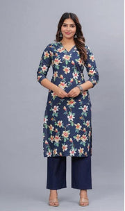 Cotton kurti  in straight cut in elephant grey