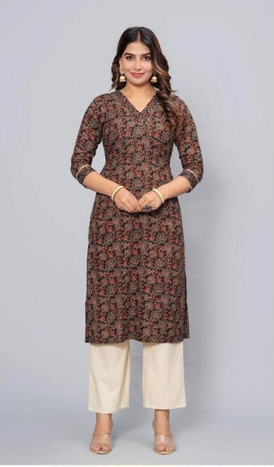 Cotton kurti  in straight cut in black