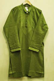 Cotton kurta with Lucknowi chikan work in green