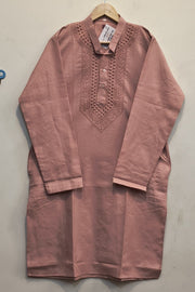 Cotton kurta with Lucknowi chikan work in light peach