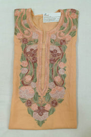 Cotton kurta in peach  with hand embroidered Kashmiri aari work