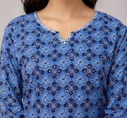 Cotton tunic in blue in floral