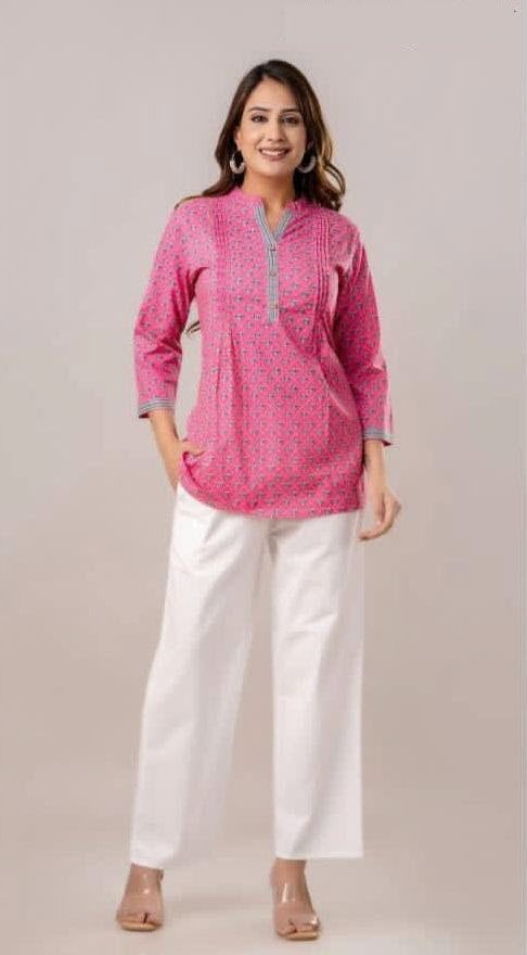 Cotton tunic in pink