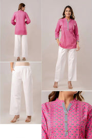 Cotton tunic in pink