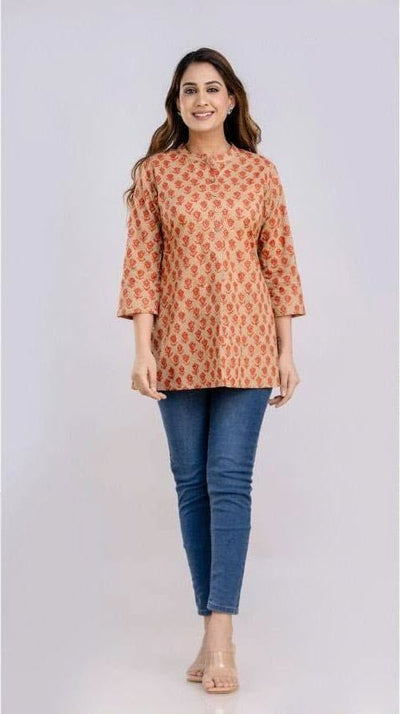 Cotton tunic in beige