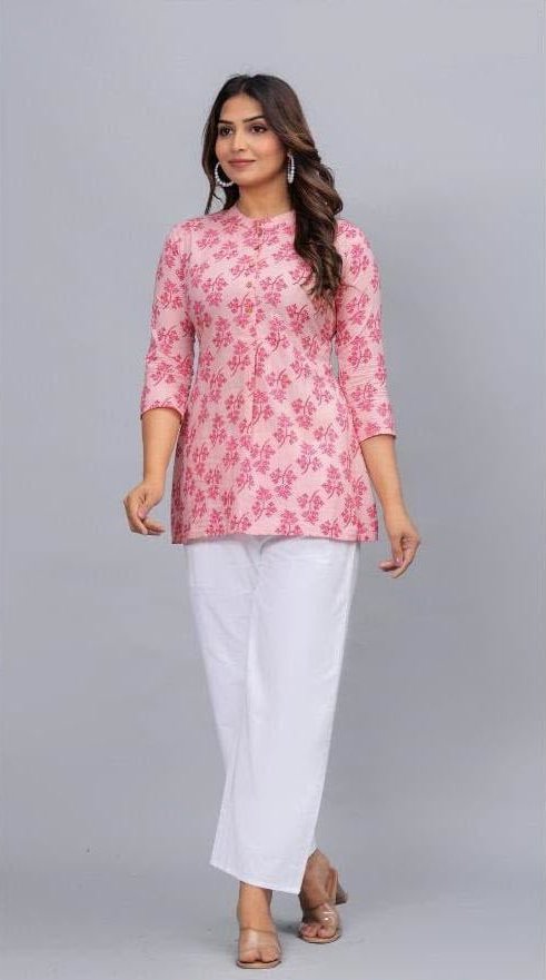 Cotton tunic in light pink