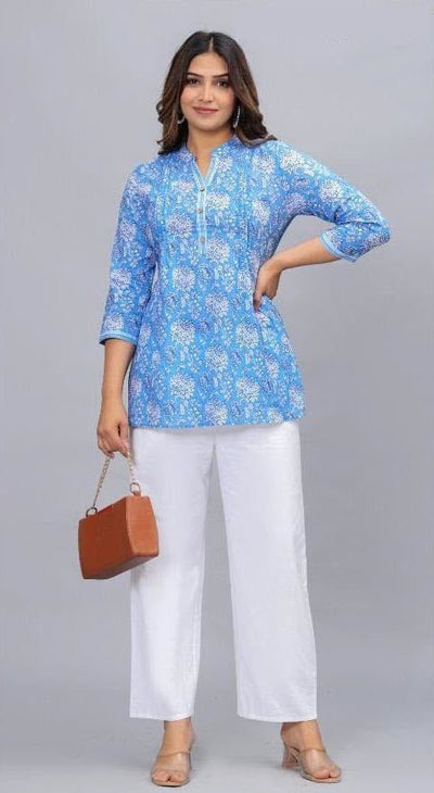 Cotton tunic  in surf blue