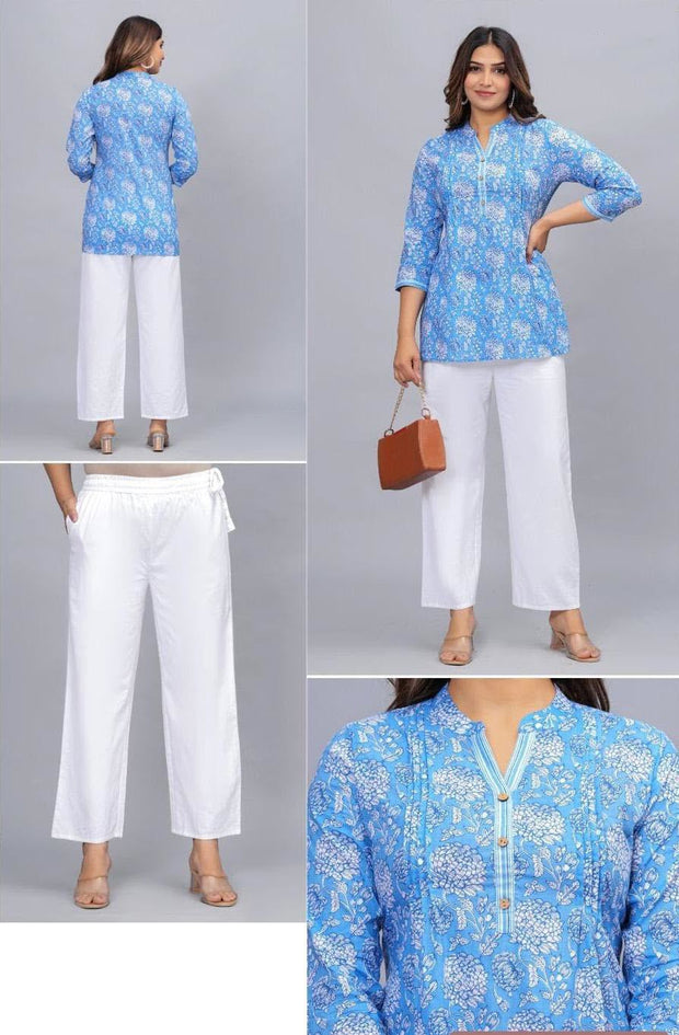 Cotton tunic  in surf blue