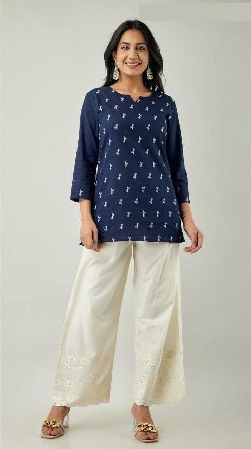 Cotton tunic  in navy blue