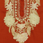 Cotton tunic in rust with  Kashmiri aari work