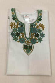 Cotton tunic in white with  Kashmiri aari work